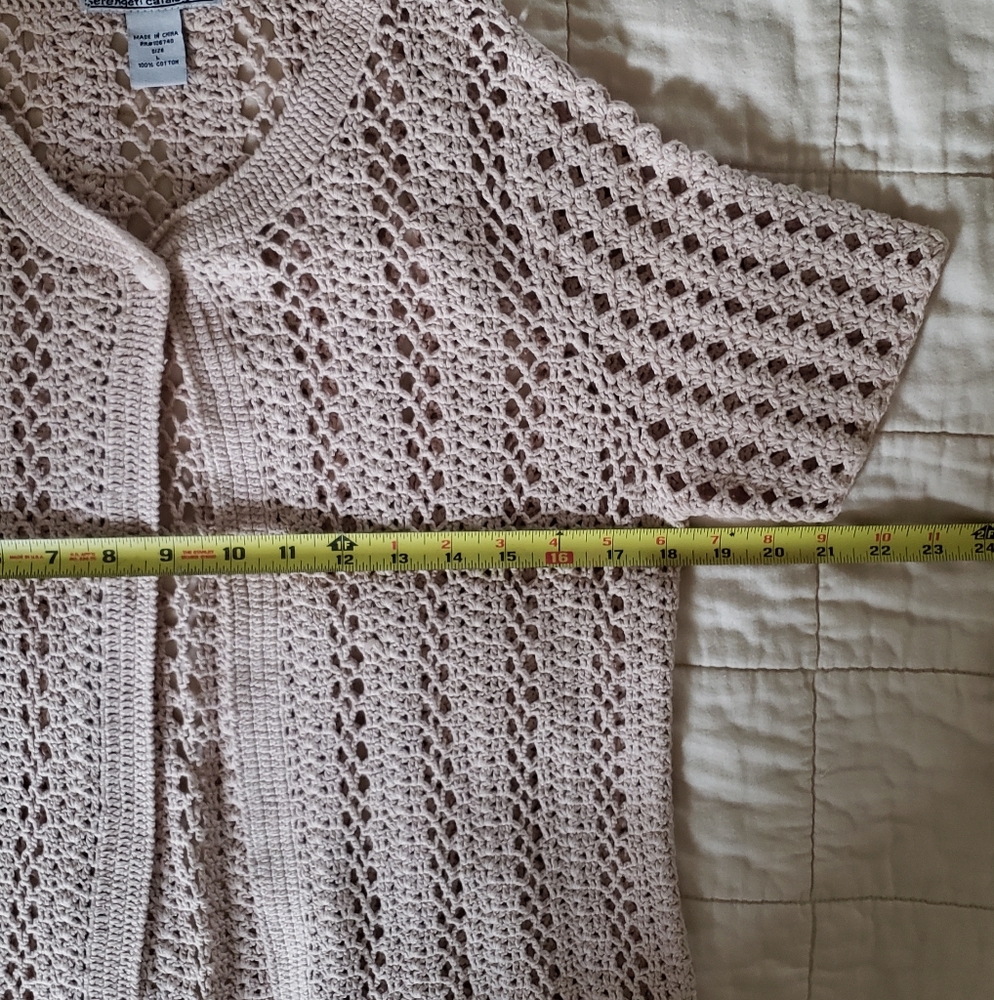 Serengeti Boho Cotton Open Knit Crochet Cardigan - Picture 8 of 9
